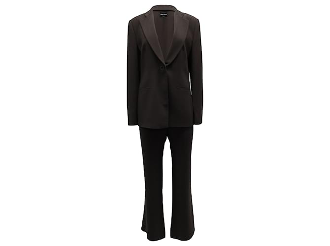 Giorgio Armani Single-Breasted Suit Set in Brown Polyester Viscose  ref.898007