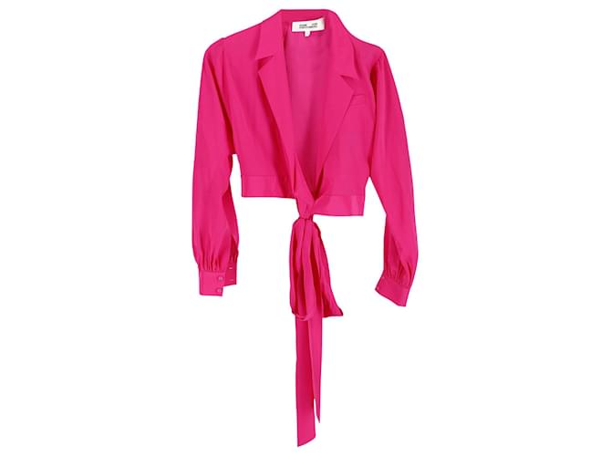Diane Von Furstenberg Wrap Cropped Blazer in Pink Silk  ref.898011