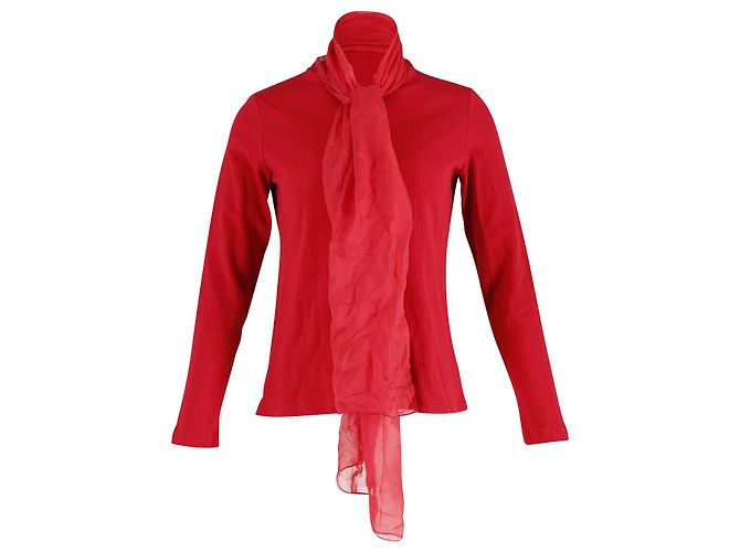 Carolina Herrera Pullover mit Schal aus roter Baumwolle