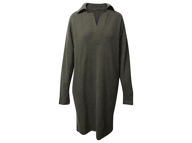 Joseph Oversized Knit Dress in Dark Green Wool Olive green  ref.898020