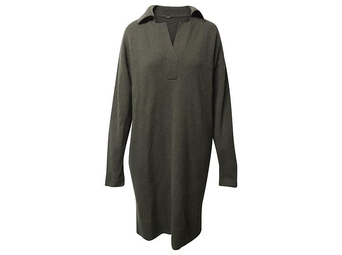 VESTIDO JOSEPH DE PUNTO EXTRA GRANDE DE LANA VERDE OSCURO Verde oliva