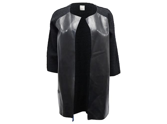 Pinko Open-Front Coat in Black Leather  ref.898032