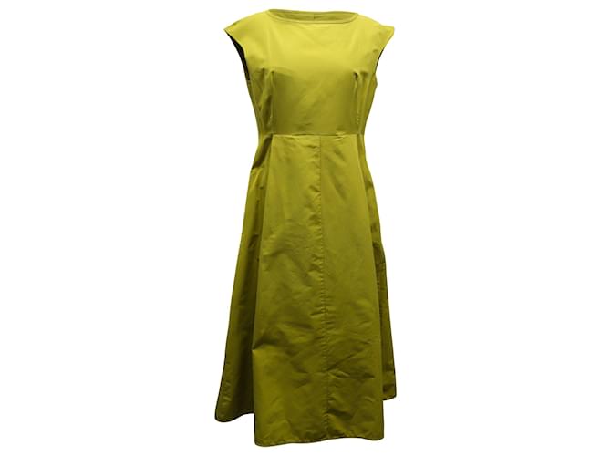 Max Mara Weekend Sleeveless Pleated Midi Dress in Green Taffeta Polyester  ref.898042