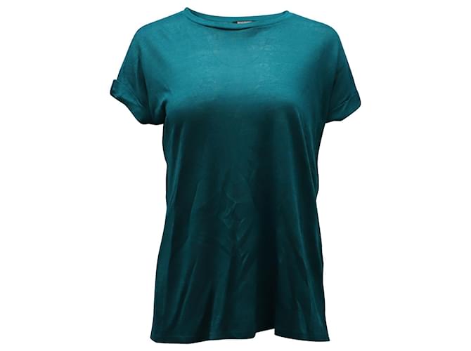 Balmain Slub T-shirt in Teal Linen  Green  ref.898047