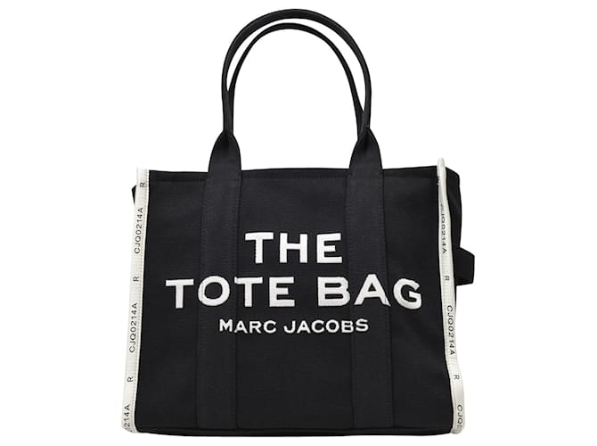 Marc Jacobs The Large Tote Bag in Black Canvas Cotton  ref.898056