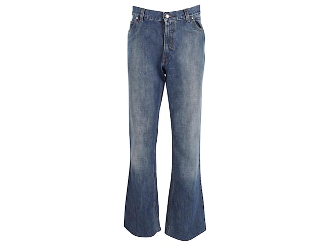 Yves Saint Laurent Calça jeans com bainha larga em jeans de algodão azul  ref.898076