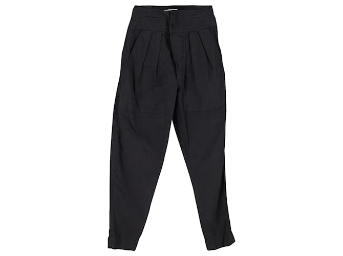 Pantalón Isabel Marant de algodón negro con pinzas  ref.898081