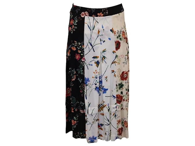 Maje Floral Pleated Midi Skirt in Multicolor Viscose Polyester Multiple colors  ref.898138