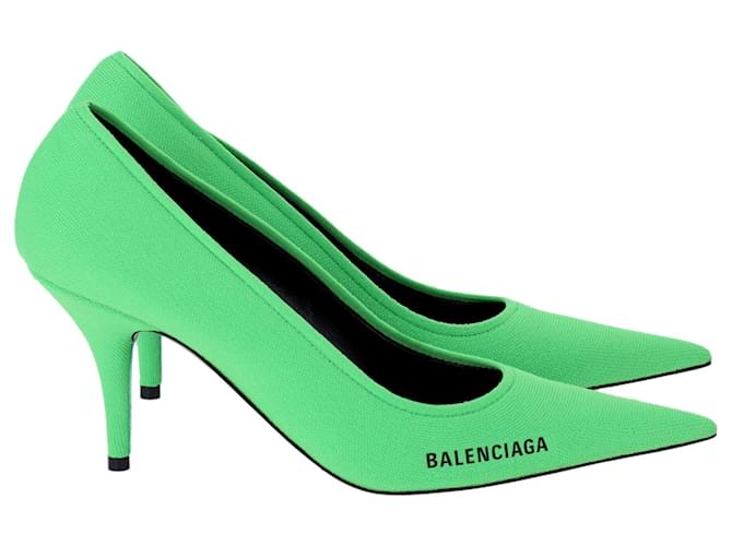 Balenciaga Escarpins Knife Knit en Polyamide Vert  ref.898145