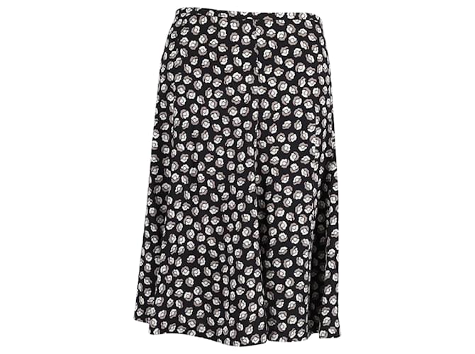 Diane Von Furstenberg Rosalita Printed Skirt in Black Silk  ref.898164