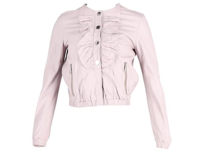 Mulberry Ruffled Jacket in Cream Leather White  ref.898170
