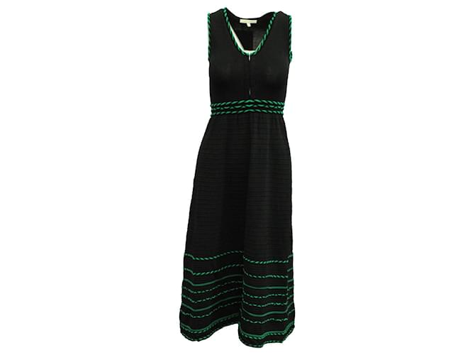 Maje Knitted Midi Dress With Colored Piping in Black Polyester Viscose  ref.898173