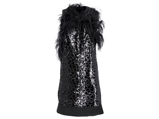 Hugo Boss Boss Sequined Sleeveless Dress in Black Viscose