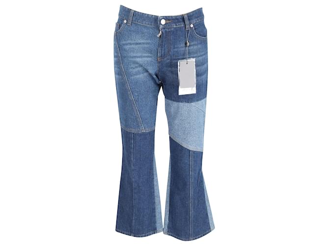 Alexander McQueen Panelled Kick Flare Jeans in Blue Cotton  ref.898194
