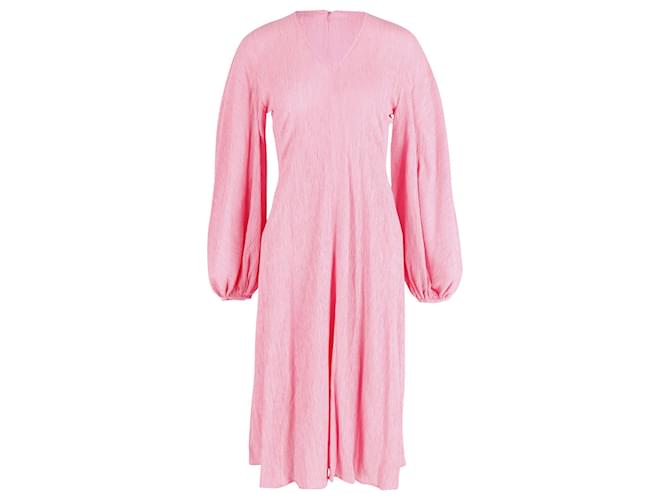 Autre Marque Stine Goya Puffed Long Sleeve Midi Dress in Pink Lyocell  ref.898207