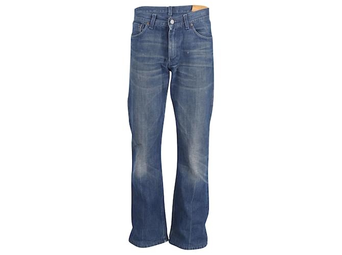 Gucci Regular Fit Washed Jeans in Light Blue Cotton  ref.898226