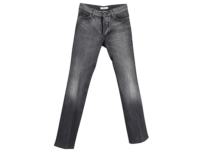 Jeans de corte reto Yves Saint Laurent em jeans de algodão preto lavado  ref.898232