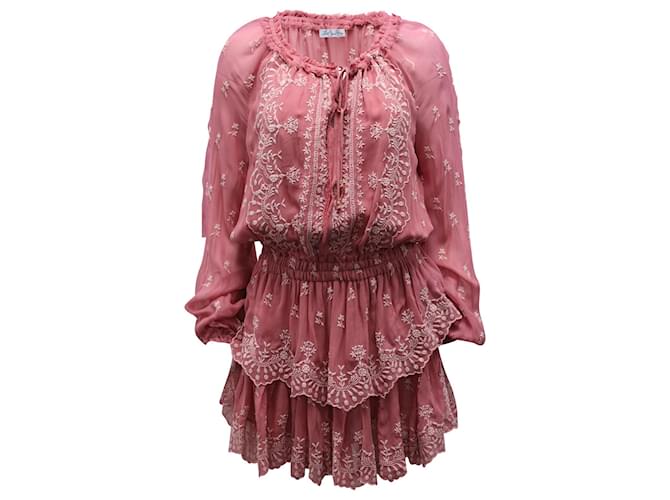 Loveshackfancy Popover Mini Dress in Pink Viscose Cellulose fibre  ref.898239