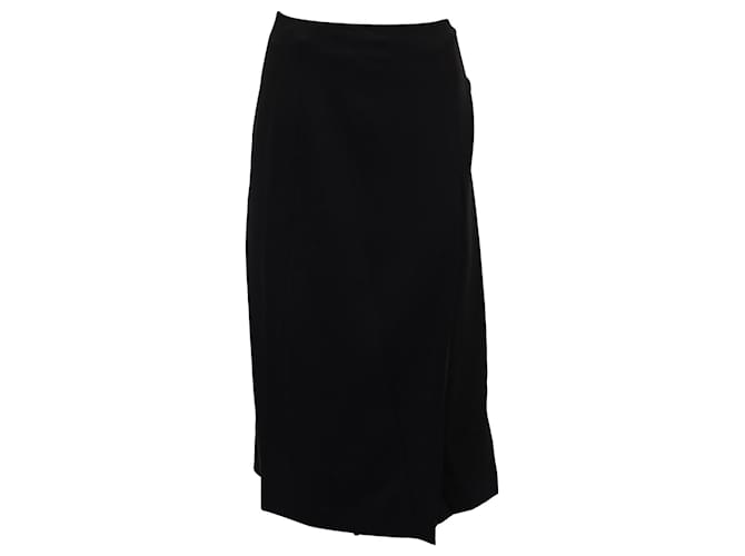 Theory Pleated Wrap Skirt in Black Crepe Polyester  ref.898263