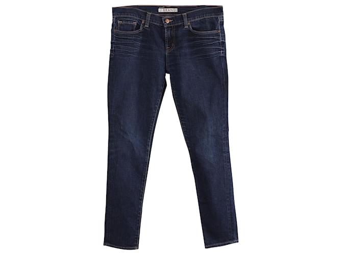 J Brand Jean skinny taille mi-haute en denim de coton bleu  ref.898270