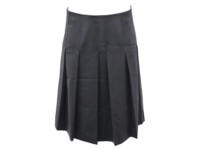 Valentino Garavani Valentino Pleated Midi Skirt in Black Wool   ref.898271