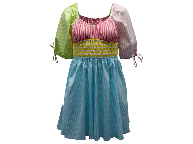 Mini abito Staud Topsail a righe colorblock in cotone multicolor