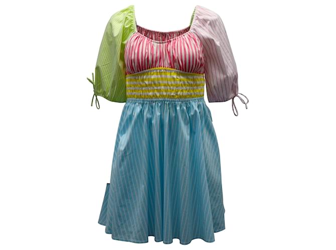 Staud Topsail Striped Colorblock Mini Dress en Coton Multicolore  ref.898283