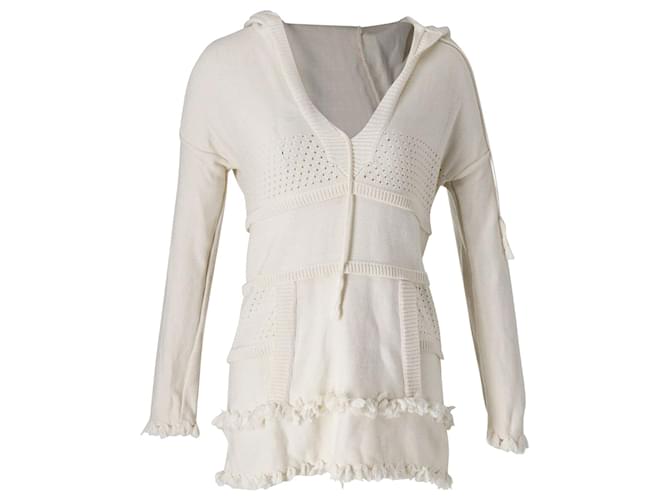 Tory Burch Hooded Baja Sweater in Cream Cotton White  ref.898316