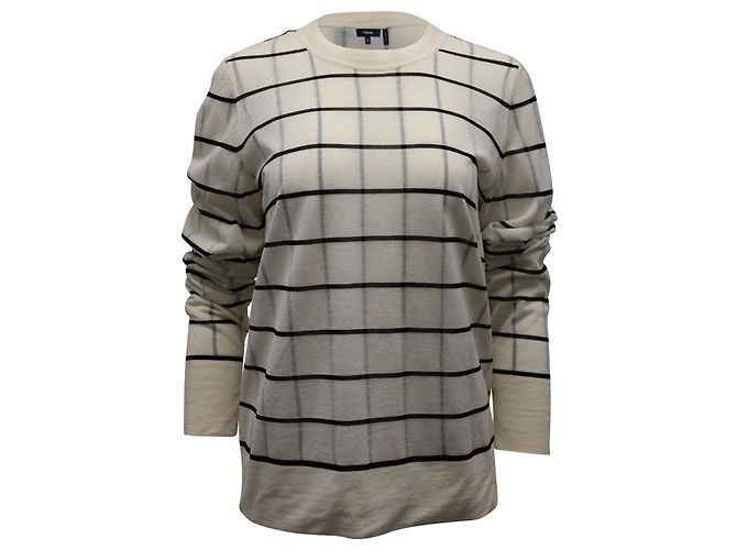 Maglione Theory con stampa a griglia in misto lana bianco guscio d'uovo Marrone Beige