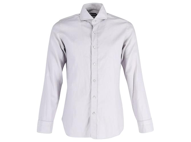 Tom Ford Long Sleeve Shirt in Grey Cotton  ref.898343