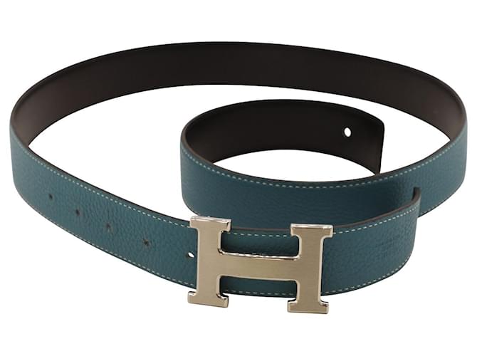 Hermès Hermes Reversible Belt in Blue Leather ref.898414 - Joli Closet