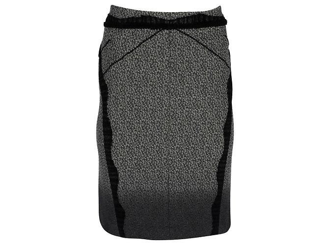 Zac Posen Lace Trim Pencil Skirt in Olive Cotton Green Olive green