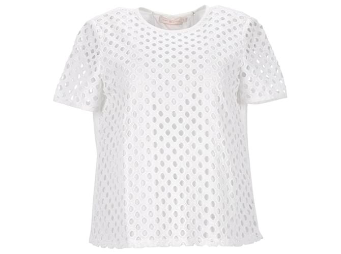 T-shirt Tory Burch con occhielli frontali in cotone bianco  ref.898428