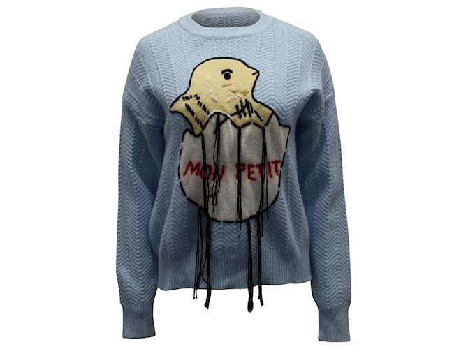 Gucci Crop Sweater With Chick Egg In Light Blue Mohair Wool  ref.898430