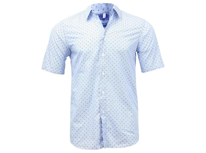 Camisa de manga curta listrada com estampa de caveira Jil Sander em algodão azul  ref.898431