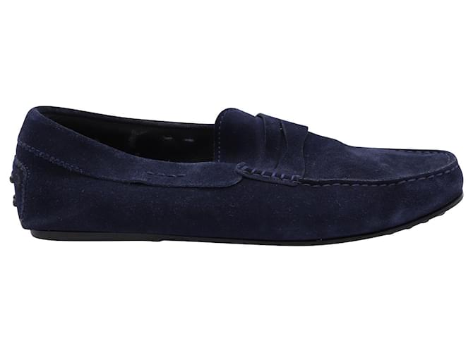 Tod's Gommino Driving Shoes in Blue Suede Navy blue  ref.898448