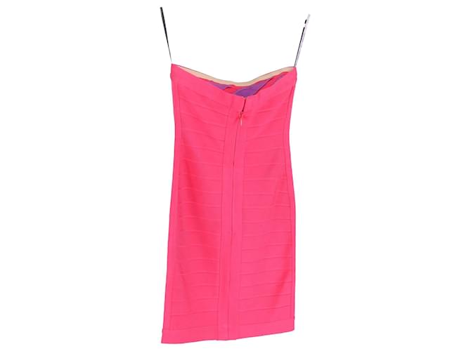 Herve Leger Bianca Bandage Night Out Dress in Pink Rayon Cellulose fibre  ref.898454
