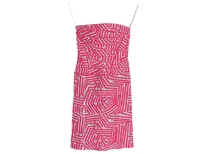 Herve Leger Bandage imprimé Mini robe en rayonne rose Fibre de cellulose  ref.898456
