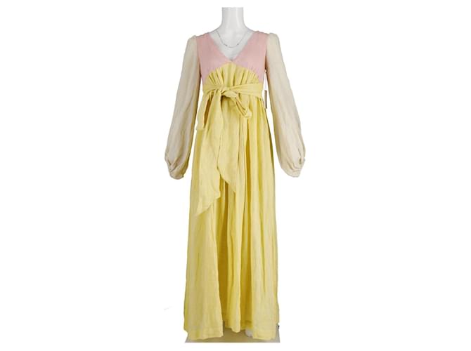 Lisa Marie Fernandez Carolyn Empire-Waist Maxi Dress In Multicolor Linen  Multiple colors  ref.898468