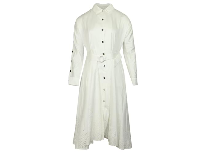 Robe Maje Manches Cloutées en Coton Blanc  ref.898471