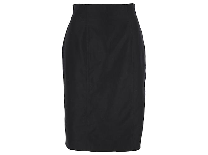 Falda hasta la rodilla de Yves Saint Laurent en algodón negro  ref.898476