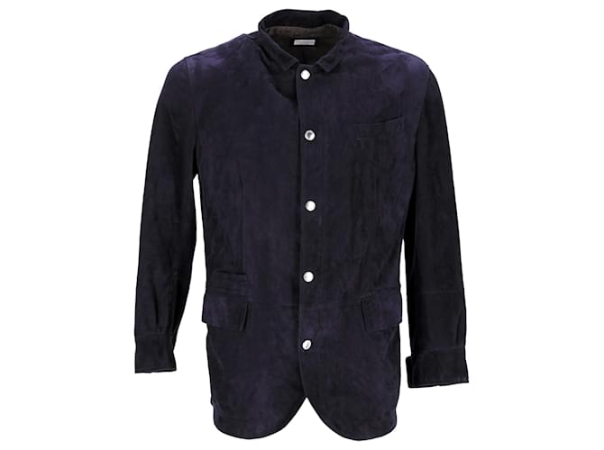 Brunello Cucinelli Tailored Jacket in Navy Blue Suede Leather  ref.898494