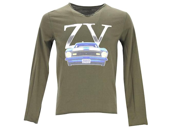 Suéter com estampa de carro Zadig & Voltaire em algodão verde-oliva Verde oliva  ref.898512