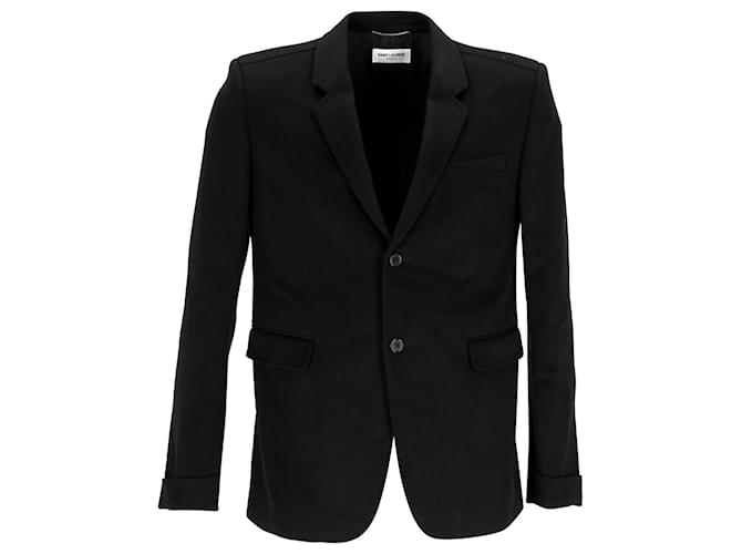Einreihiger, maßgeschneiderter Blazer von Saint Laurent aus schwarzem Kaschmir Wolle  ref.898519