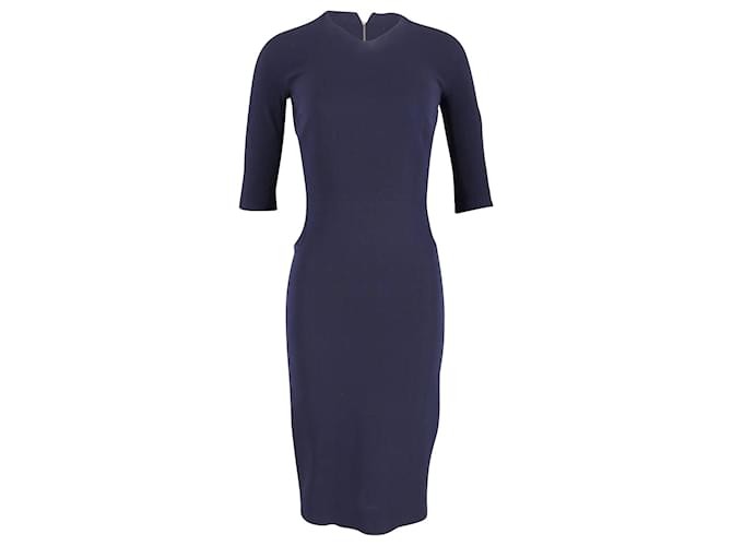 Victoria Beckham Half Sleeve Dress in Navy Blue Silk  ref.898521