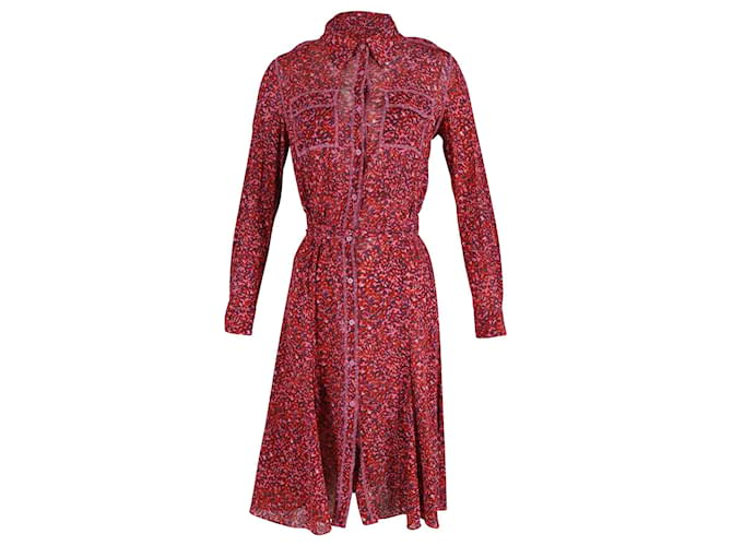 Diane Von Furstenberg Shirt Midi Dress in Floral Print Polyester  ref.898542