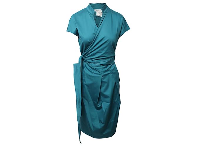 Max Mara Wrap Dress in Turquoise Cotton Poplin  ref.898555