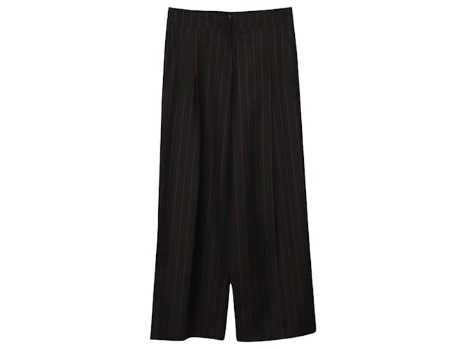 Alexander McQueen MCQ Pinstripe Wide Leg Trousers in Black Polyester  ref.898566