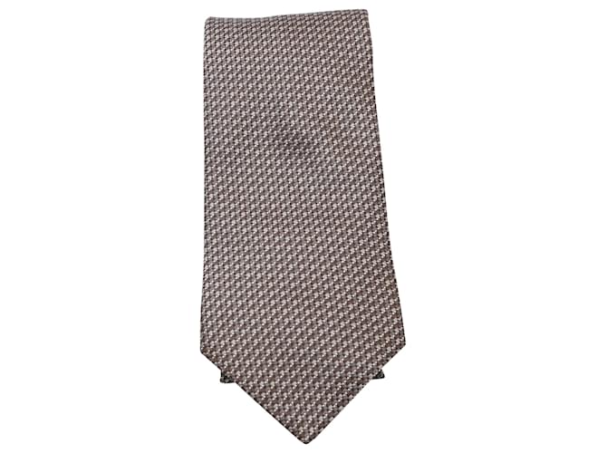 Lanvin Pattern Necktie in Beige Silk  ref.898569