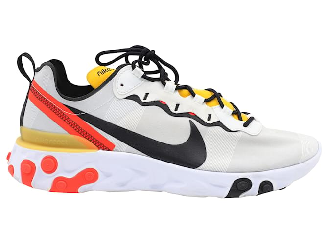 Nike React Element 55 Trainer in White Rubber Synthetic  ref.898570
